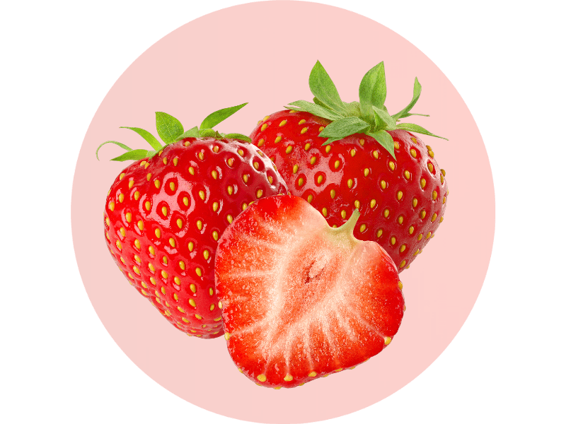 Mehrere Erdbeeren auf transparentem Hintergrund.