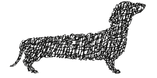 Ein Dackel als Skizze im Seitenprofil - Das Logo der Blogwebsite dackelblog.de